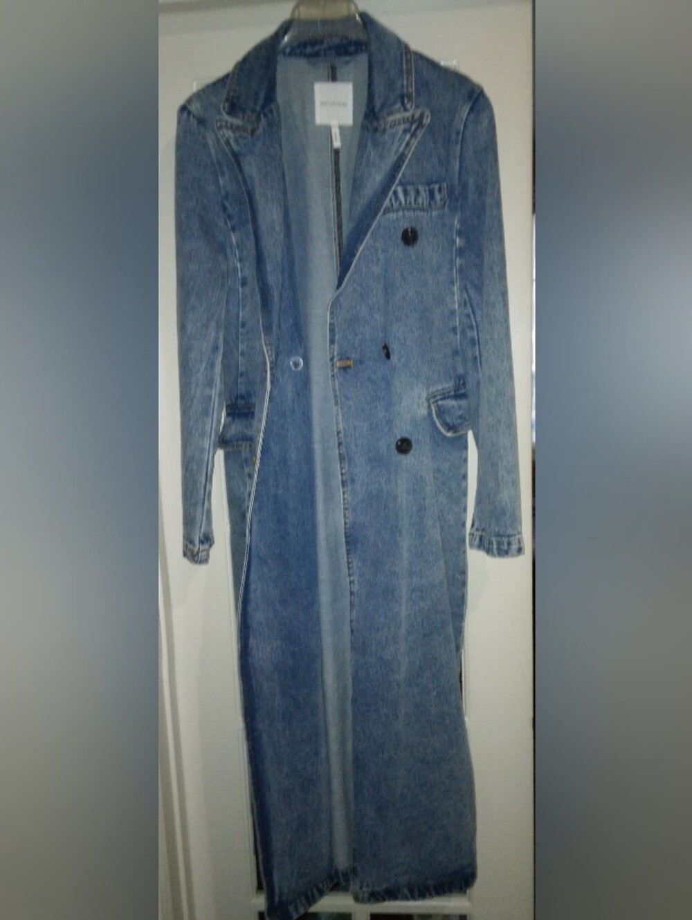 Ave Les Filles Essex Denim Double-Breasted Trench Coat - Picture 4 of 7